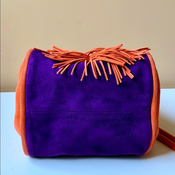 Salvatore Ferragamo Orange Purple Suede Haley Bag - Picture 9 of 15